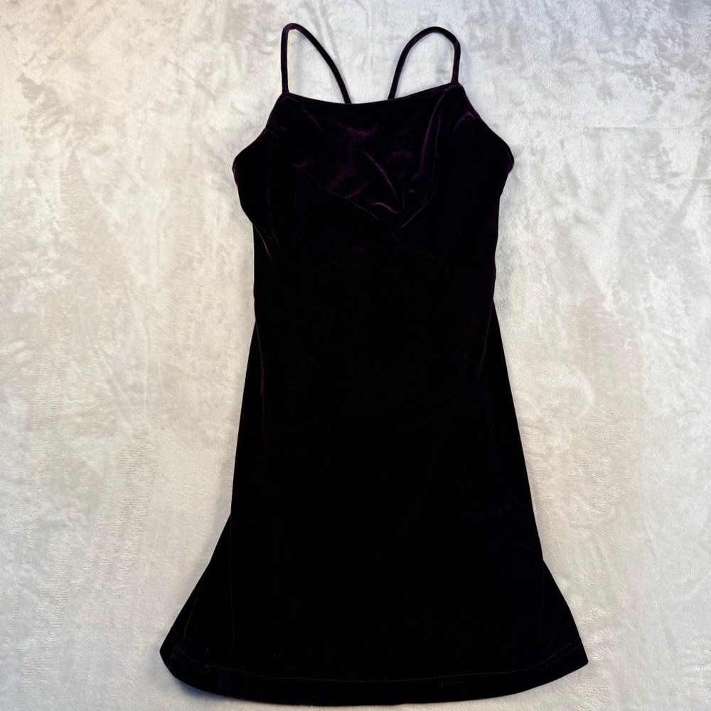 Vintage Catalyst Velvet Slip Dress Burgundy Plum Spaghetti Strap Mini Dress 2P